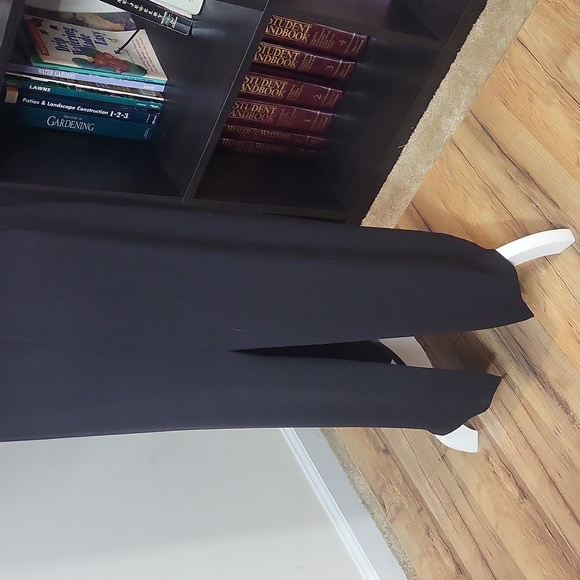 Vtg 80s ANN TAYLOR Black Square Neckine Lace-Up Back 20" Slit Long Maxi Gown - Picture 6 of 14